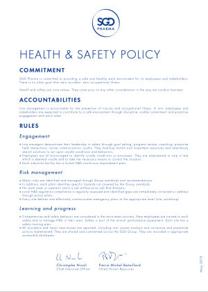 SGD Pharma EHS Policy